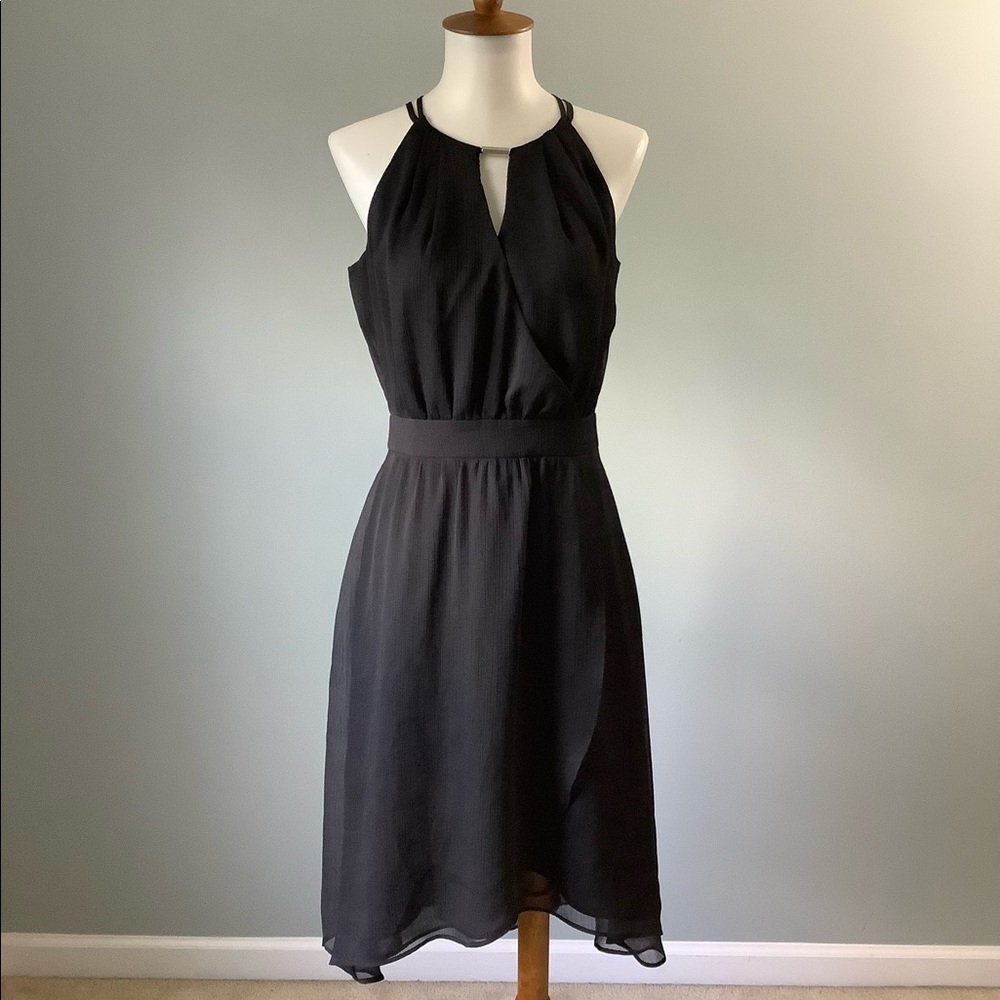 WHBM Chiffon Faux Wrap Sleeveless High-Low Dress Size 0